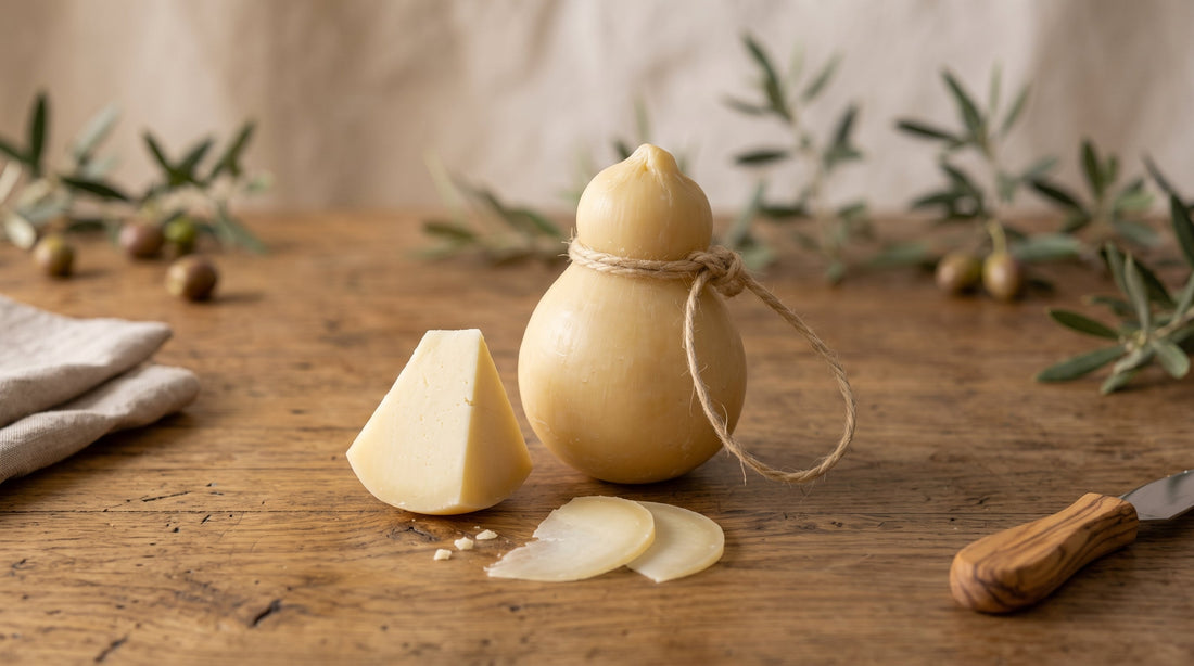 Caciocavallo pugliese artigianale podolico del Gargano, forma a pera con testina e corda
