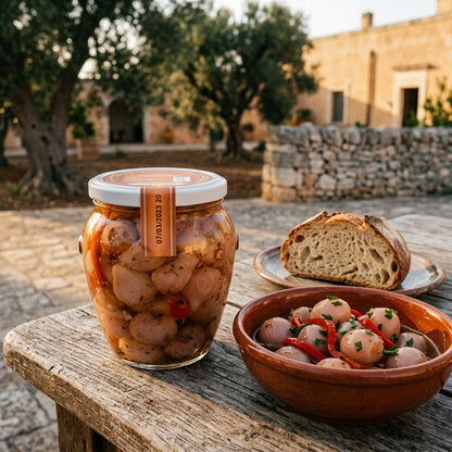 Vaso di lampascioni alla contadina, conserva tradizionale pugliese di Bottega Imperiale