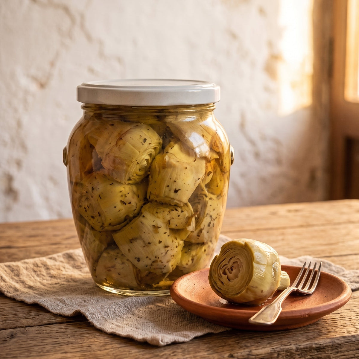 Cuori di carciofi interi sott'olio con aglio e prezzemolo, conserva pugliese Bottega Imperiale