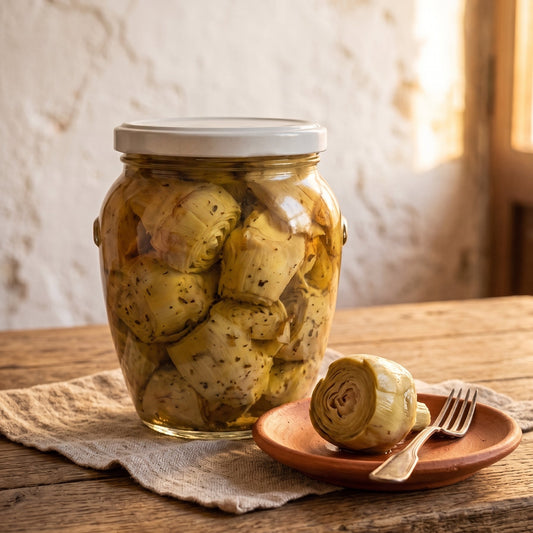 Cuori di carciofi interi sott'olio con aglio e prezzemolo, conserva pugliese Bottega Imperiale