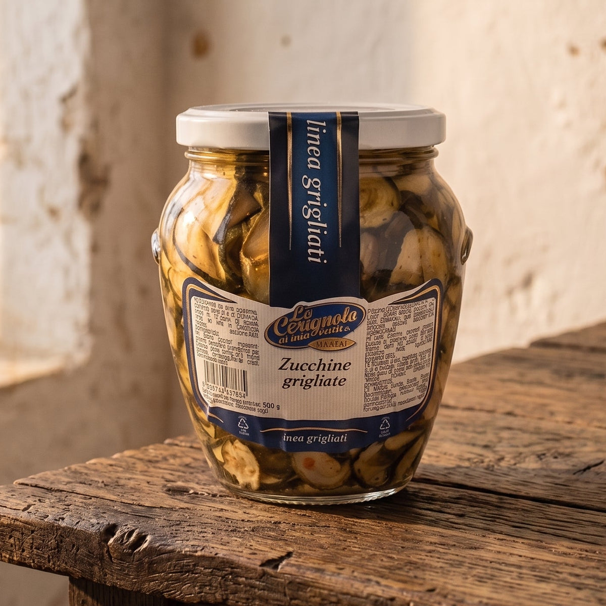 Vaso di zucchine grigliate sott'olio artigianali pugliesi