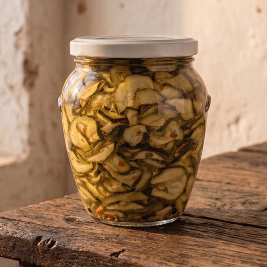 Zucchine a rondelle grigliate sott'olio con aglio e prezzemolo, Bottega Imperiale